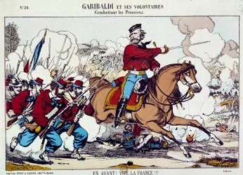 Giuseppe Garibaldi fighting with his volunteers against the Prussians