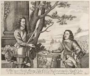 His Most Sacred Majesty King Charles I giving his Royal Orders to his Secretary concerning the great Rebellion