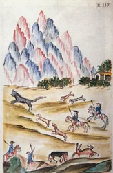 Hunting Wild Cat in the Mountains, from the Book 
