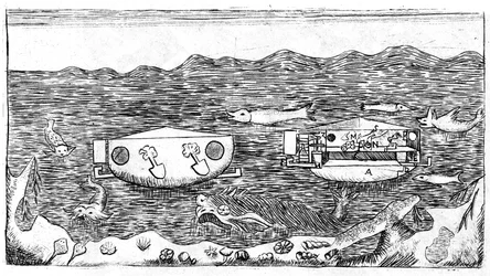 Illustration of the End of the 18th Century on How to Navigate Under Water