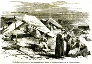 Jews from Morocco Coming to Seek Refuge in Algeciras in Spain in the Middle of the 19th Century (engraving)