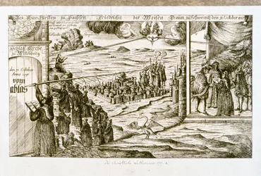 Allegorical printing of the dream of Frederick the Wise, prince of Saxony (engraving)