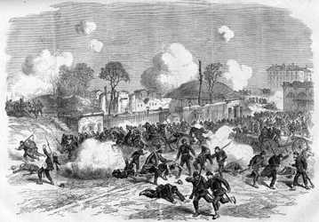The Paris Commune in 1871. Defense of Porte Maillot by the Federes