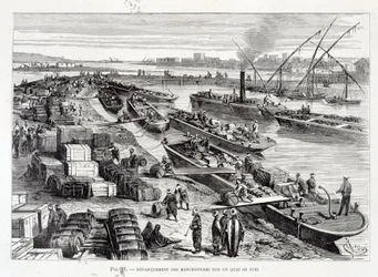 Landing of Goods on a Dock in the Suez Canal