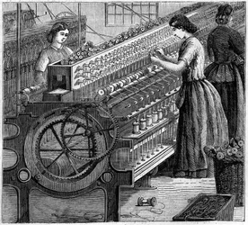 Large English industries: Walter Evans cotton spinning in England in 1863. The twisting of the wire