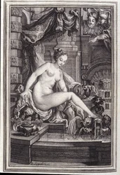 Le Roi Candaule et le maitre en right- in Tales et nouvelles en vers by Jean La Fontaine. 1762