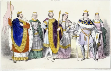 Les Capetiens: Louis VI Le Gros (1081-1137) and Adelaide of Savoy (ca. 1100-1154), Louis VII Le Jeune (1120-1180) and Adele of Champagne (or Blois) (ca. 1140-1206), Philippe II dit Philippe Auguste (1165-1223) and Isabelle de Hainaut (1170-1190) - Plate fr