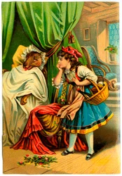 Little Red Riding Hood discovers the wolf in his grandmother