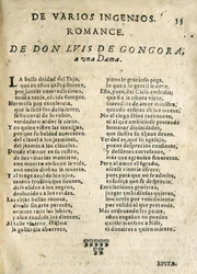 Luis de Góngora y Argote "Romance to a Lady" (print)
