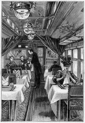 Luxury trains in Europe: internal view of a restaurant wagon