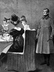 Madame de Staël, Germaine Necker received in 1803 the order of exile from Napoleon I for fueling hostility to the Executive Board. Engraving of the 19th century.