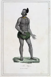 Man of Byron Islands with tattoos (Polynesia) - in 