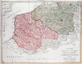 Map of the Flanders Campaign Between French Army and Austrian Army
