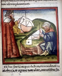 Mathematicians. 15th century manuscript