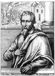 Michel Servet (Michel de Villanueva) (1511-1553), Spanish doctor and theologian. Engraving