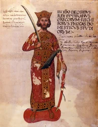 Nikephoros II Phokas (Nicephorus II Phocas) Byzantine Emperor from 963 to 969 - Representation of Nicephore II Phocas, Byzantine Emperor. Manuscript from the 11th century. Marciana Venice.
