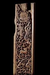 Oriental Art: Carved Wood Panel. 13th century. Detail. Paris, Louvre Museum