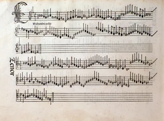 Page of Musical Score of Harmonice Musices Odhecaton by Ottaviano Petrucci