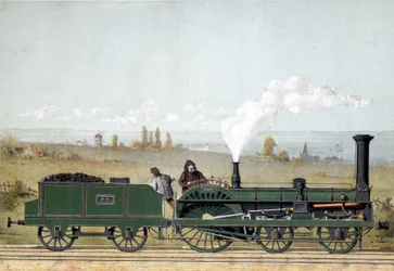 Passenger Locomotive and Coal Wagon of the Strasbourg Railway (Crampton System)