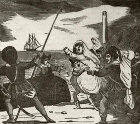 Pierre and his associates carrying off nuns from a convent, c.1836