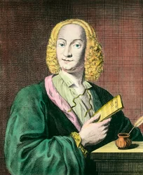 Portrait of Antonio Vivaldi (1678-1741), Italian composer. Engraving of the 18th century. Private collection