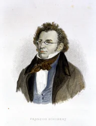 Portrait of Franz Schubert (1797 - 1828) - engraving