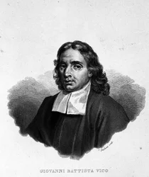 Portrait of Giambattista Vico, historian, jurist and philosopher Italy. Also called Giovanni, Gian Battista, Jean Baptiste or Jean-Baptiste. Engraving of the 19th century