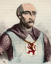 Portrait of Gui or Guy de Dampierre (1226-1305) Count of Flanders and Count of Namur - Engraving from 1868 in 