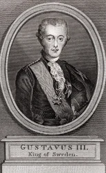 Portrait of Gustave III, King of Sweden (1746-1792) (engraving of 1787)