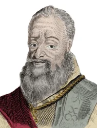 Portrait of Henri Percy (Henry Percy) (1564-1632), 9th Earl of Northumberland, nicknamed the Wizard Count, imprisoned for his participation in the Powder Conspiracy (1605) (engraving)