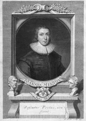 Portrait of John Milton, English poet and essayist (1608 - 1674) engraving 18th century
