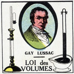 Portrait of Louis-Joseph Gay-Lussac (1778-1818), French physicist and chemist, represented with the law of volumes