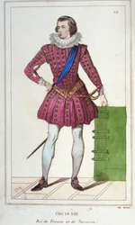 Portrait of Louis XIII (1601 - 1643), King of France. Engraving of 1830