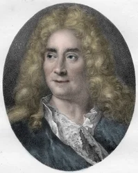 Portrait of Michel Boyron (Michel Baron), English Actor and Playwright (1653-1729) - Engraving.