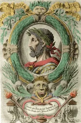 Portrait of Odoacer (Odovacar), leader of the Heruli allied with the Huns and minister of Attila (435-493). 18th-century engraving.