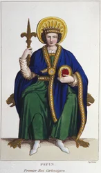 Portrait of Pépin le Bref, King of the Franks (c. 714-768) (engraving of 1830)