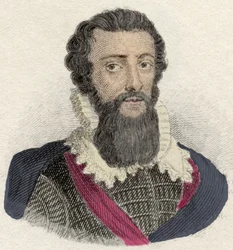 Portrait of Robert Devereux, Count of Essex (1566-1601) English general, favorite of Elisabeth I. Engraving of the 19th century