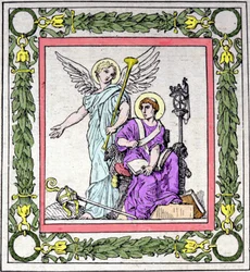 Portrait of Saint Gregory Bishop of Tours writing the history of France