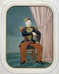 Portrait of a soldier. Anonymous colored photograph, circa 1880.