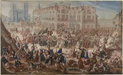 Procession for Jacques Clément in front of Notre-Dame