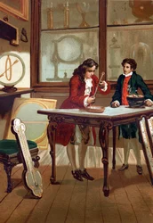 René Antoine Ferchault de Réaumur (1683-1757), French chemist and physicist, building his thermometer in 1730. After 