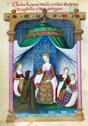 Representation of Queen Isabella of Portugal surrounded by her companions