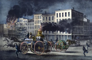 Scene of daily life of American firefighters