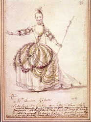 Scenography: costume drawing for the pastoral 