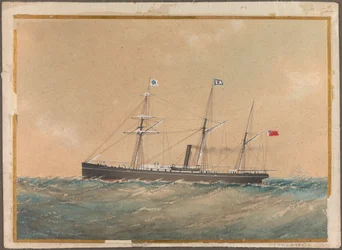 Screw steam ship flying Satsuma flag, probably 