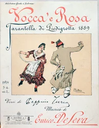 Sheet Music Cover of the Tarantella Vocca e Rosa by Enrico de Leva