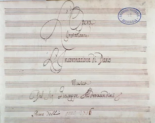 Sheet music page for The Coronation of Darius by Giuseppe Aldrovandini (1703)
