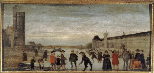 Skaters on the Seine in 1608, circa 1608
