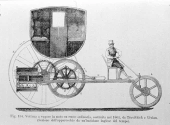 Steam Car Mounted on the Ordinary, Built in 1801 by Trevithick and Vivian