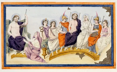 The Gods of Olympus and on the left Thetis, Achilles